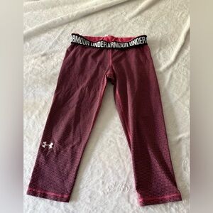 Under Armour Neon Pink Black Leggings 14/16 Girls